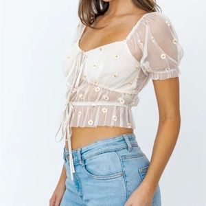 Adorable sheer daisy crop top